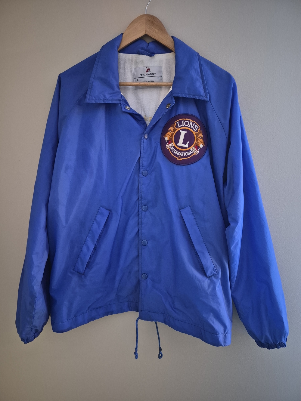 Lions International Coach Jacket Blue Embroidered Men Large Vintage Steinbach MB